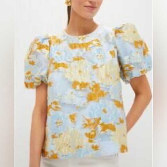 Pomander Place Tops - NWT Tuckernuck Pomander Place Jessamine Jacquard Lyla Puffed Sleeve Blouse M